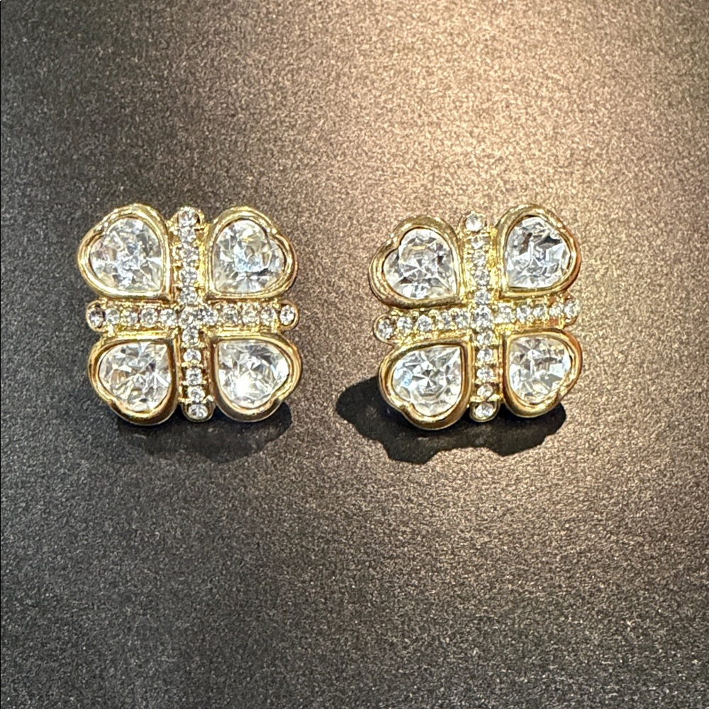 Monet Gold and Silver Crystal Earrings